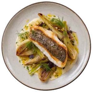 lieu jaune roti fenouil confit