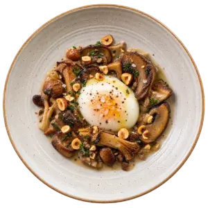 oeuf parfait champignons bruns